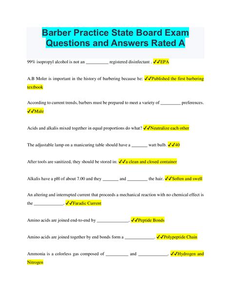 1,500 <b>questions</b> are included in the Total Access package. . Barber test questions